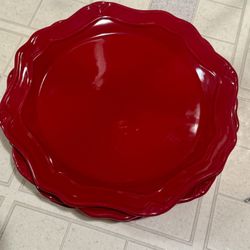 Brand New Ceramic Princess House Large Dinner Plate Set (5) *Berry red*