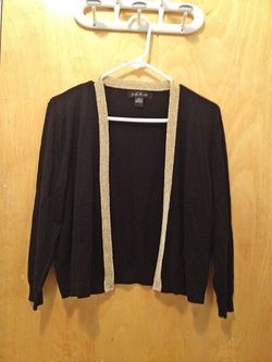 August Silk Plus Size Gold Trimmed Cardigan, Size XL