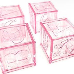 Pink Baby Shower Party Favor Decorating Baby Blocks 12 Count
