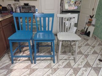Set of 3 Painted Wood Chairs