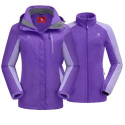 CAMEL CROWN Women's Ski Jacket Waterproof 3 in 1 Winter Jacket Windproof Warm Fleece Hooded Snowboard Mountain Snow Coat