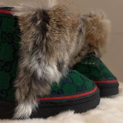🍀🤎 Little Kids Custom Snow Boots Gucci Print