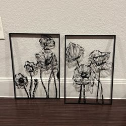 2 Piece - Metal Flower Art