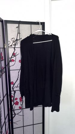 Black cardigan with silver accent buttons