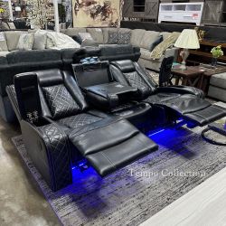 3 PCS POWER RECLINER SET SOFA, LOVESEAT AND CHAIR LED LIGHT, CHARGER, POCKET COIL [NEW]