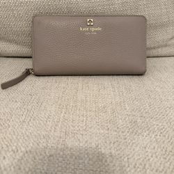 Kate Spade Large Soft Taupe Zip Wallet 