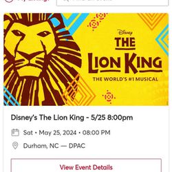 Lion King DPAC Tickets 🎟 🦁