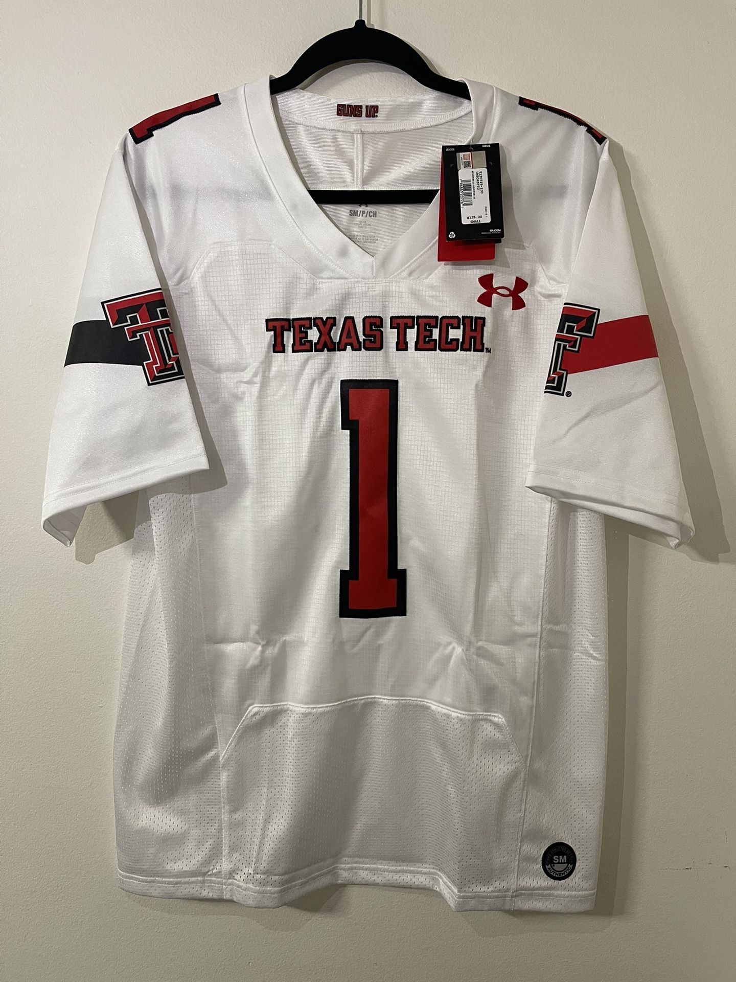 Under Armour Texas Tech Raiders White Football Jersey #1 - Size Small