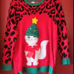 Women's Cat Christmas Ugly Christmas Medium Or XL