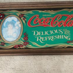 Coca-Cola Framed Vintage Advertising Mirror Sign