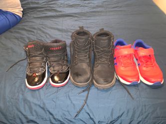Boys Size 2 Jordan, fila boot and under armor