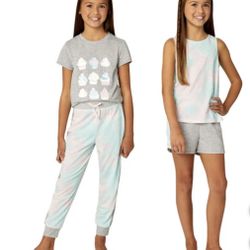 NWT BCBG girls 4pcs lounge set Gray Cupcakes Size M 10/12