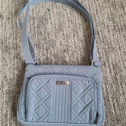 light blue/grey quilted Vera Bradley crossbody bag