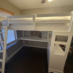 Full Size Loft Bed Frame With Dresser And Desk