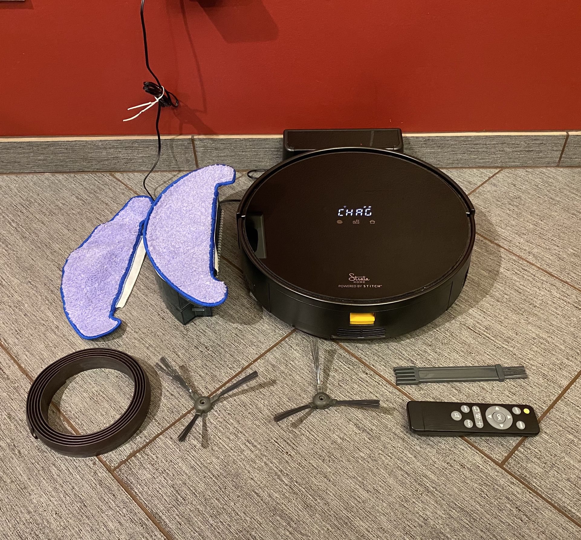 Strata Home STITCH Wireless Smart Robotic Vacuum w/Mop, Black