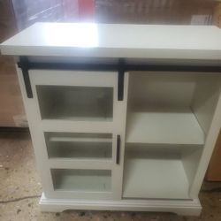 32 in. Solid White Sliding Glass Door Accent Cabinet(NEW In A Box)