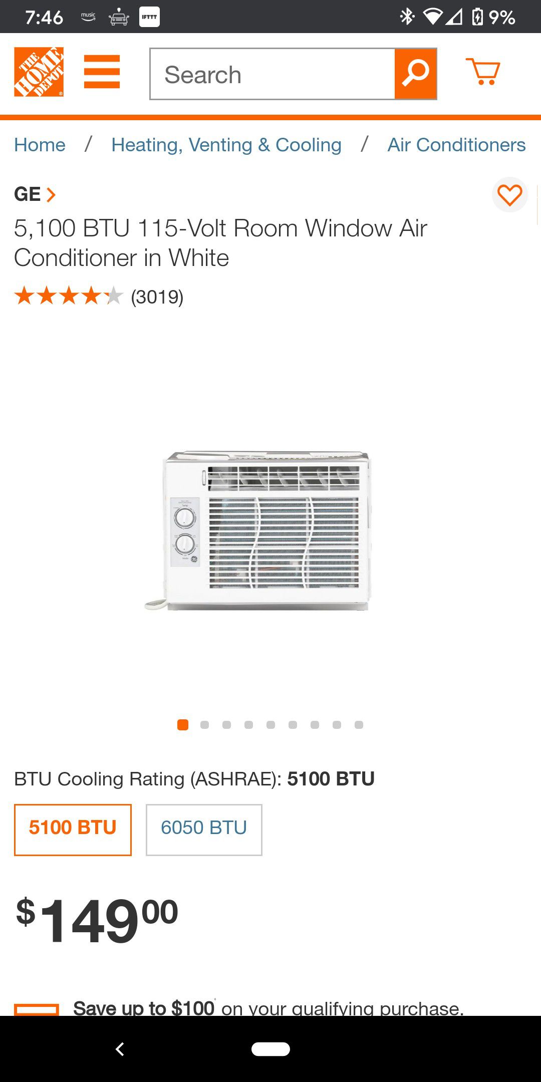 GE 5,100 BTU Window Air Conditioner  Great Condition !