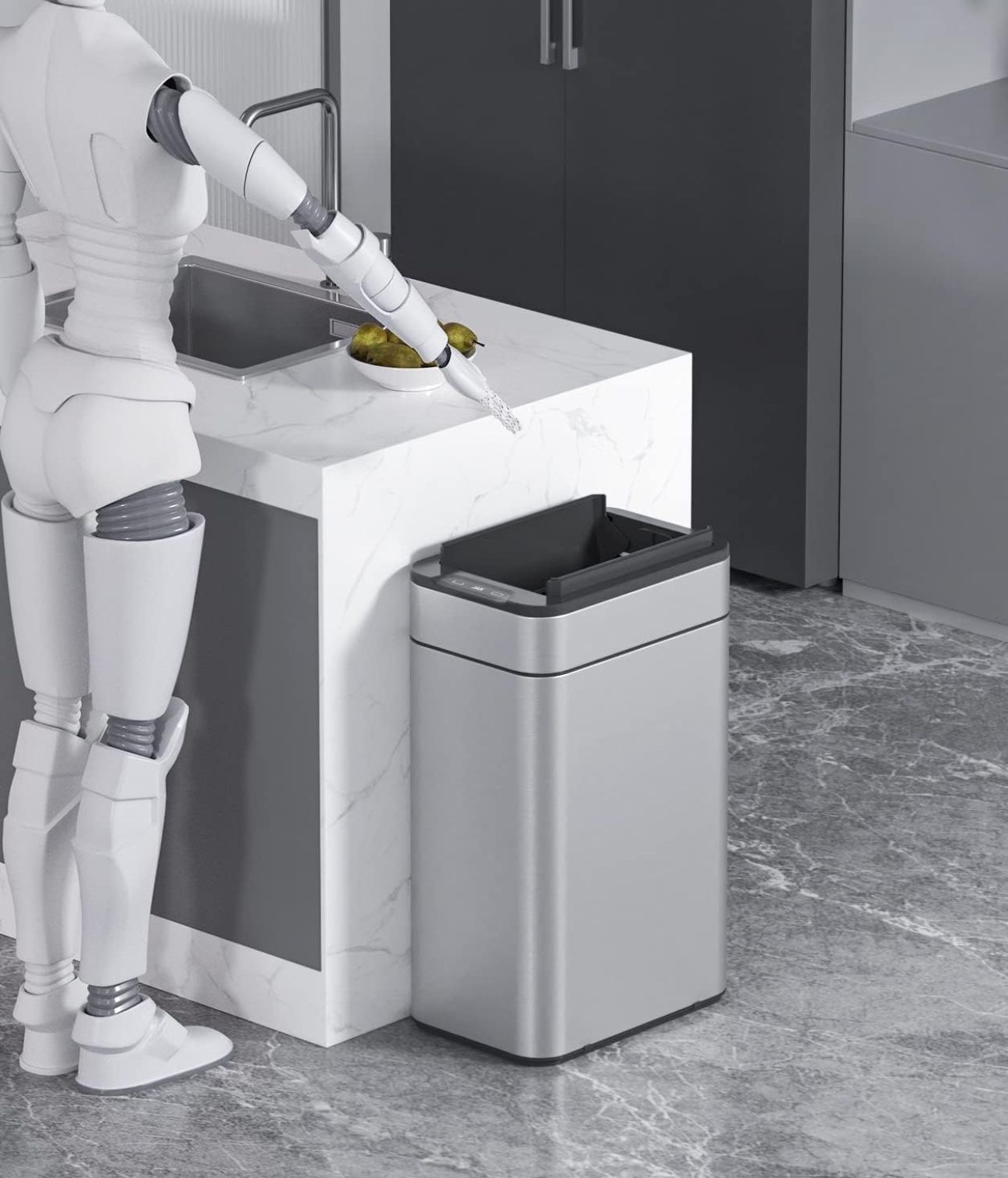 ELPHECO Kitchen Trash Can 60 Liter / 16 Gallon Automatic Trash Can with Butterfly Lid, Motion Sensor Garbage Can for Kitchen, Office, Living Room, Out