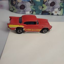 57 Chevy Red 1977 Hot Wheels Mattel Vintage BW Bel Air Chevrolet