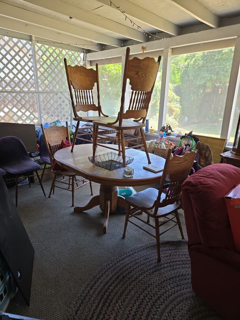 Wood Table And 4 Chairs