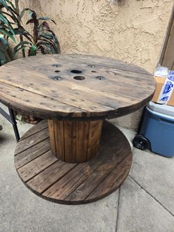 Wooden spool patio table