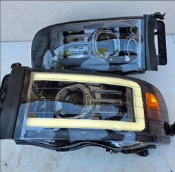 02-05 Dodge Ram LED DRL Projector Headlights Luces Focos Micas Faros Faroles Headlamps