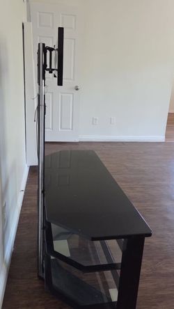 Black Glass TV Stand with TV Mount