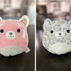 Flip A Mallow Squishmallow Dohna Pink Panda to Mischa Snow Leopard
