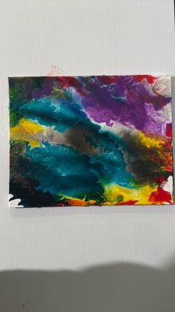 “Neon Nebula” Original Abstract Fluid Acrylic Pour Painting - Vibrant Wall Art