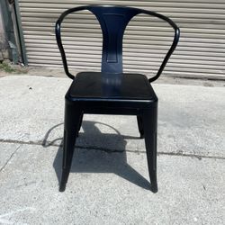 Glossy Black Metal Dining Chair