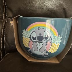 Disney 16oz stitch ceramic bowl with chopsticks 