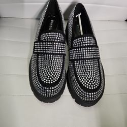 Bling Rhinestone Loafer Flats Sz 8