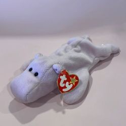 1993 Vintage Original Ty Beanie Baby Happy the Purple Hippopotamus w All Tags 9"