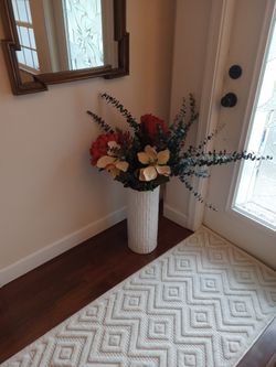2ft Glass Vase With Fall Flower Arrangement 