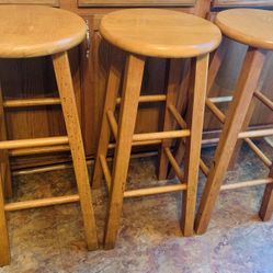 Sale! 3 Oak Wood Bar Stools