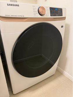 Samsung - 7.5 Cu. Ft. Stackable Smart Electric Dryer with Steam and Sensor Dry - Ivory