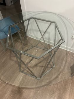 Dining room glass table and 2 chairs