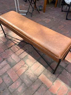 Brown leather bench 15x50” 19” h
