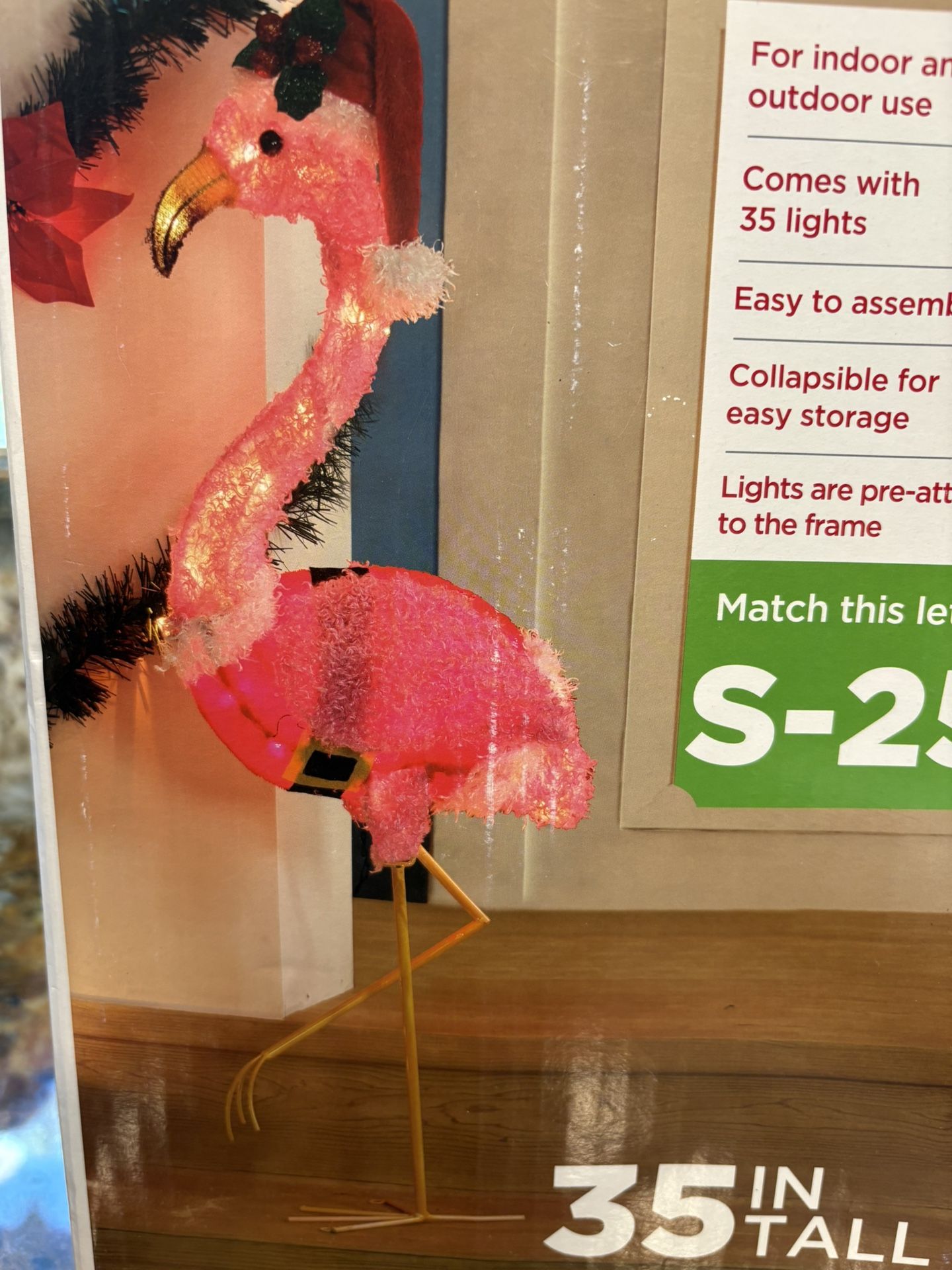 Christmas Flamingo Light Up Fluffy Standing Flamingo 35” Tall, Christmas Decoration