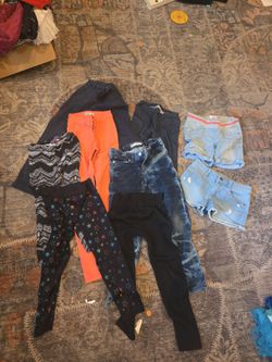 Girls blue jeans denim and shorts lot, size 7/8