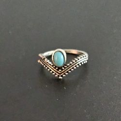 TURQUOISE  CHEVRONSILVERNEW LADIES SIZE 6 RING