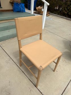 Modern Leather Dining Chair Wood Frame