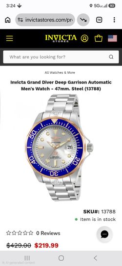 Invicta Grand Diver Deep Garrison Automatic Men's Watch - 47mm. Steel