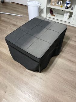 Gray Fabric Square Ottoman