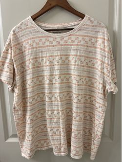 Free People We The Free Nina Printed Tee Shirt Oversized Boho Short Sleeve Top L
