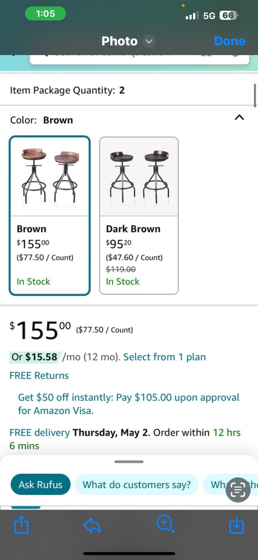 Industrial Wood Brown Barstools