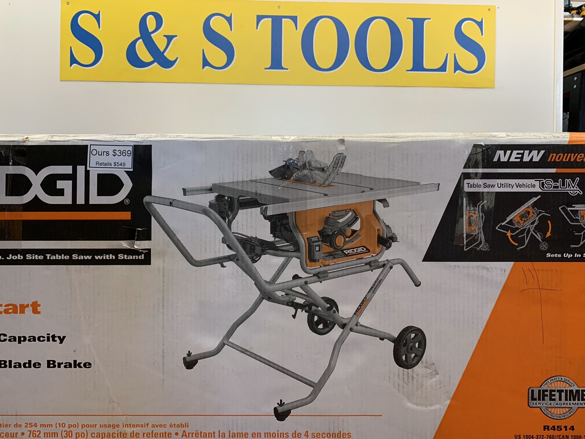 New Ridgid Heavy Duty 10” Table Saw w/Rolling Stand. R4514 for Sale in