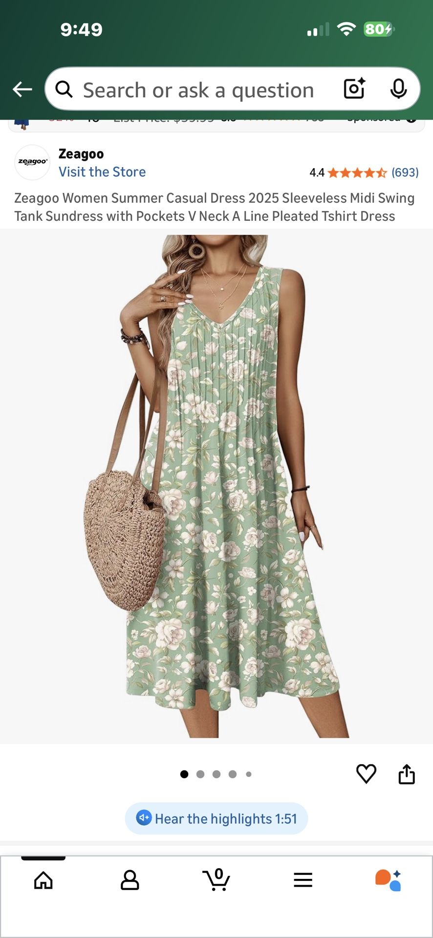 Women’s Sleeveless Pleated Casual Spring Sundress