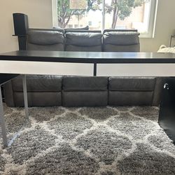 MICKE Desk, black-white 55 7/8x19 5/8 "