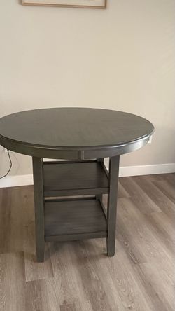 Round Counter-Height Dining Table with Storage Shelves